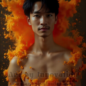 Beauty meets color in this stunning AI-generated abstract art collection. Handsome, shirtless men are enveloped from behind by vibrant, swirling translucent mists of color — inspired by the full spectrum of the rainbow, and the joyful palette of Pride. Each image combines photorealistic skin texture with surreal abstract color dynamics, creating a visual experience that is both deeply human and otherworldly. Created using AI, edited in Photoshop, by © Jeff Dupler | Art by Innovation | https://www.artbyinnovation.com