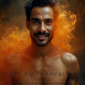 Beauty meets color in this stunning AI-generated abstract art collection. Handsome, shirtless men are enveloped from behind by vibrant, swirling translucent mists of color — inspired by the full spectrum of the rainbow, and the joyful palette of Pride. Each image combines photorealistic skin texture with surreal abstract color dynamics, creating a visual experience that is both deeply human and otherworldly. Created using AI, edited in Photoshop, by © Jeff Dupler | Art by Innovation | https://www.artbyinnovation.com