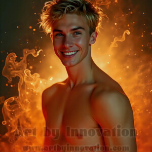 Beauty meets color in this stunning AI-generated abstract art collection. Handsome, shirtless men are enveloped from behind by vibrant, swirling translucent mists of color — inspired by the full spectrum of the rainbow, and the joyful palette of Pride. Each image combines photorealistic skin texture with surreal abstract color dynamics, creating a visual experience that is both deeply human and otherworldly. Created using AI, edited in Photoshop, by © Jeff Dupler | Art by Innovation | https://www.artbyinnovation.com