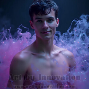 Beauty meets color in this stunning AI-generated abstract art collection. Handsome, shirtless men are enveloped from behind by vibrant, swirling translucent mists of color — inspired by the full spectrum of the rainbow, and the joyful palette of Pride. Each image combines photorealistic skin texture with surreal abstract color dynamics, creating a visual experience that is both deeply human and otherworldly. Created using AI, edited in Photoshop, by © Jeff Dupler | Art by Innovation | https://www.artbyinnovation.com