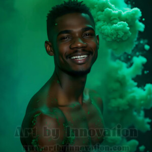 Beauty meets color in this stunning AI-generated abstract art collection. Handsome, shirtless men are enveloped from behind by vibrant, swirling translucent mists of color — inspired by the full spectrum of the rainbow, and the joyful palette of Pride. Each image combines photorealistic skin texture with surreal abstract color dynamics, creating a visual experience that is both deeply human and otherworldly. Created using AI, edited in Photoshop, by © Jeff Dupler | Art by Innovation | https://www.artbyinnovation.com