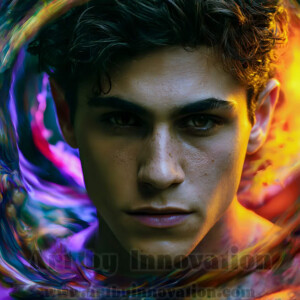 Beauty meets color in this stunning AI-generated abstract art collection. Handsome, shirtless men are enveloped from behind by vibrant, swirling translucent mists of color — inspired by the full spectrum of the rainbow, and the joyful palette of Pride. Each image combines photorealistic skin texture with surreal abstract color dynamics, creating a visual experience that is both deeply human and otherworldly. Created using AI, edited in Photoshop, by © Jeff Dupler | Art by Innovation | https://www.artbyinnovation.com