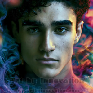 Beauty meets color in this stunning AI-generated abstract art collection. Handsome, shirtless men are enveloped from behind by vibrant, swirling translucent mists of color — inspired by the full spectrum of the rainbow, and the joyful palette of Pride. Each image combines photorealistic skin texture with surreal abstract color dynamics, creating a visual experience that is both deeply human and otherworldly. Created using AI, edited in Photoshop, by © Jeff Dupler | Art by Innovation | https://www.artbyinnovation.com