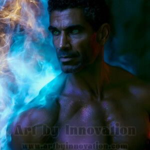 Beauty meets color in this stunning AI-generated abstract art collection. Handsome, shirtless men are enveloped from behind by vibrant, swirling translucent mists of color — inspired by the full spectrum of the rainbow, and the joyful palette of Pride. Each image combines photorealistic skin texture with surreal abstract color dynamics, creating a visual experience that is both deeply human and otherworldly. Created using AI, edited in Photoshop, by © Jeff Dupler | Art by Innovation | https://www.artbyinnovation.com