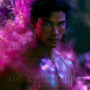 Beauty meets color in this stunning AI-generated abstract art collection. Handsome, shirtless men are enveloped from behind by vibrant, swirling translucent mists of color — inspired by the full spectrum of the rainbow, and the joyful palette of Pride. Each image combines photorealistic skin texture with surreal abstract color dynamics, creating a visual experience that is both deeply human and otherworldly. Created using AI, edited in Photoshop, by © Jeff Dupler | Art by Innovation | https://www.artbyinnovation.com