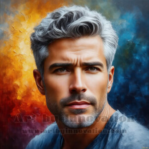 AI-generated abstract art of handsome men emerging from classic oil painting canvases — art imitating life. Surreal, stunning digital art concept by Jeff Dupler.