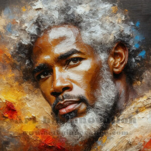 AI-generated abstract art of handsome men emerging from classic oil painting canvases — art imitating life. Surreal, stunning digital art concept by Jeff Dupler.