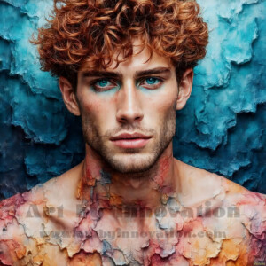 AI-generated abstract art of handsome men emerging from classic oil painting canvases — art imitating life. Surreal, stunning digital art concept by Jeff Dupler.