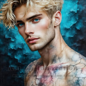 AI-generated abstract art of handsome men emerging from classic oil painting canvases — art imitating life. Surreal, stunning digital art concept by Jeff Dupler.