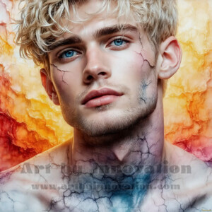 AI-generated abstract art of handsome men emerging from classic oil painting canvases — art imitating life. Surreal, stunning digital art concept by Jeff Dupler.