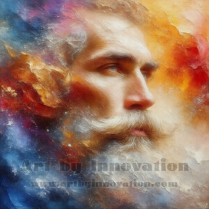 AI-generated abstract art of handsome men emerging from classic oil painting canvases — art imitating life. Surreal, stunning digital art concept by Jeff Dupler.