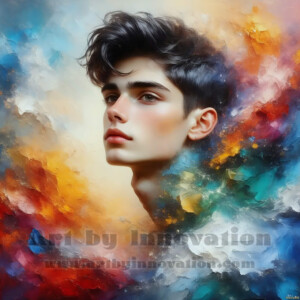 AI-generated abstract art of handsome men emerging from classic oil painting canvases — art imitating life. Surreal, stunning digital art concept by Jeff Dupler.