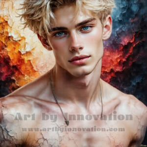 AI-generated abstract art of handsome men emerging from classic oil painting canvases — art imitating life. Surreal, stunning digital art concept by Jeff Dupler.