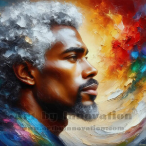 AI-generated abstract art of handsome men emerging from classic oil painting canvases — art imitating life. Surreal, stunning digital art concept by Jeff Dupler.
