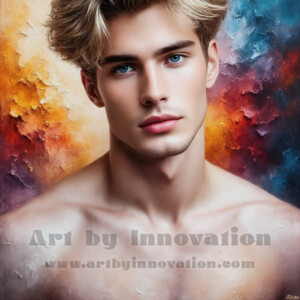 AI-generated abstract art of handsome men emerging from classic oil painting canvases — art imitating life. Surreal, stunning digital art concept by Jeff Dupler.