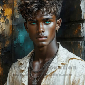 AI-generated abstract art of handsome men emerging from classic oil painting canvases — art imitating life. Surreal, stunning digital art concept by Jeff Dupler.