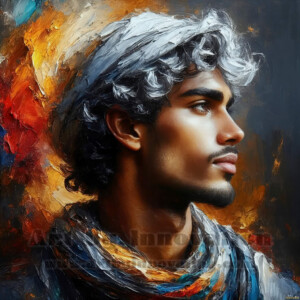 AI-generated abstract art of handsome men emerging from classic oil painting canvases — art imitating life. Surreal, stunning digital art concept by Jeff Dupler.