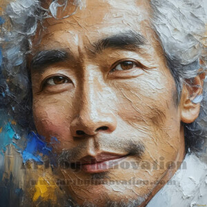 AI-generated abstract art of handsome men emerging from classic oil painting canvases — art imitating life. Surreal, stunning digital art concept by Jeff Dupler.