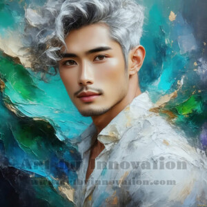 AI-generated abstract art of handsome men emerging from classic oil painting canvases — art imitating life. Surreal, stunning digital art concept by Jeff Dupler.