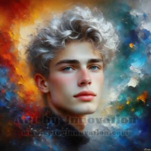 AI-generated abstract art of handsome men emerging from classic oil painting canvases — art imitating life. Surreal, stunning digital art concept by Jeff Dupler.