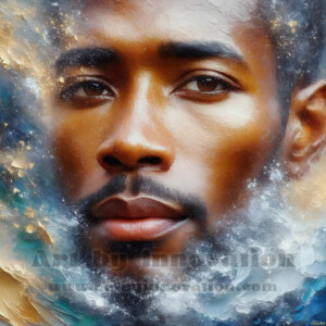 AI-generated abstract art of handsome men emerging from classic oil painting canvases — art imitating life. Surreal, stunning digital art concept by Jeff Dupler.