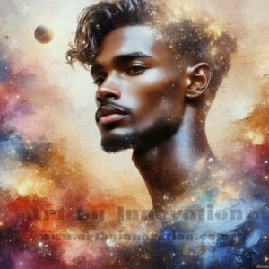 AI-generated abstract art of handsome men emerging from classic oil painting canvases — art imitating life. Surreal, stunning digital art concept by Jeff Dupler.