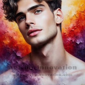 AI-generated abstract art of handsome men emerging from classic oil painting canvases — art imitating life. Surreal, stunning digital art concept by Jeff Dupler.
