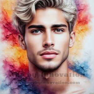AI-generated abstract art of handsome men emerging from classic oil painting canvases — art imitating life. Surreal, stunning digital art concept by Jeff Dupler.
