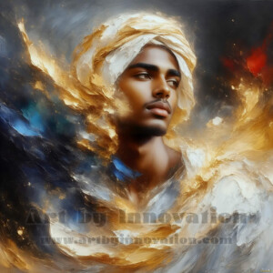 AI-generated abstract art of handsome men emerging from classic oil painting canvases — art imitating life. Surreal, stunning digital art concept by Jeff Dupler.