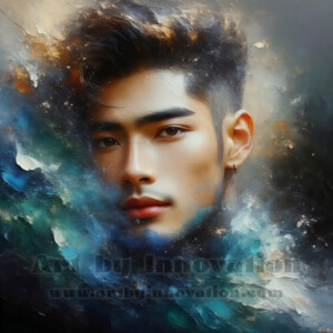 AI-generated abstract art of handsome men emerging from classic oil painting canvases — art imitating life. Surreal, stunning digital art concept by Jeff Dupler.