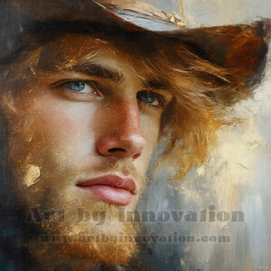 AI-generated abstract art of handsome men emerging from classic oil painting canvases — art imitating life. Surreal, stunning digital art concept by Jeff Dupler.