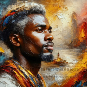AI-generated abstract art of handsome men emerging from classic oil painting canvases — art imitating life. Surreal, stunning digital art concept by Jeff Dupler.
