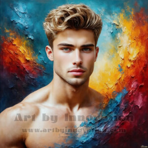 AI-generated abstract art of handsome men emerging from classic oil painting canvases — art imitating life. Surreal, stunning digital art concept by Jeff Dupler.
