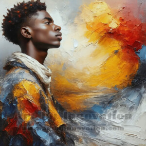 AI-generated abstract art of handsome men emerging from classic oil painting canvases — art imitating life. Surreal, stunning digital art concept by Jeff Dupler.
