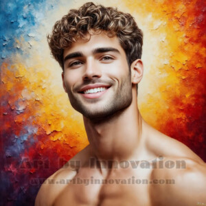 AI-generated abstract art of handsome men emerging from classic oil painting canvases — art imitating life. Surreal, stunning digital art concept by Jeff Dupler.