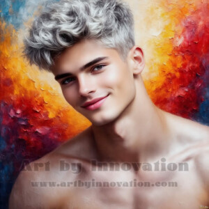 AI-generated abstract art of handsome men emerging from classic oil painting canvases — art imitating life. Surreal, stunning digital art concept by Jeff Dupler.