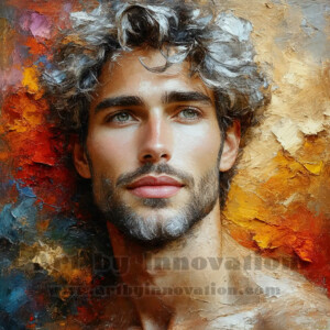AI-generated abstract art of handsome men emerging from classic oil painting canvases — art imitating life. Surreal, stunning digital art concept by Jeff Dupler.