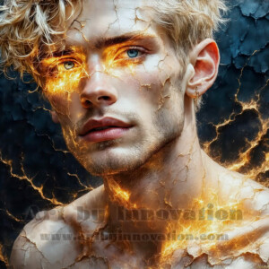 AI-generated abstract art of handsome men emerging from classic oil painting canvases — art imitating life. Surreal, stunning digital art concept by Jeff Dupler.