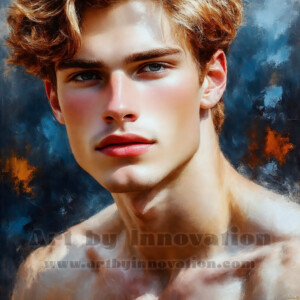 AI-generated abstract art of handsome men emerging from classic oil painting canvases — art imitating life. Surreal, stunning digital art concept by Jeff Dupler.