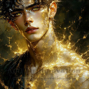 AI-generated abstract art of handsome men emerging from classic oil painting canvases — art imitating life. Surreal, stunning digital art concept by Jeff Dupler.