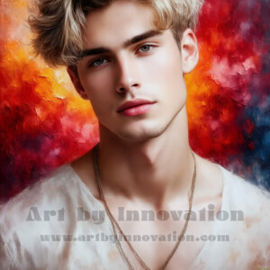 AI-generated abstract art of handsome men emerging from classic oil painting canvases — art imitating life. Surreal, stunning digital art concept by Jeff Dupler.