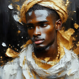 AI-generated abstract art of handsome men emerging from classic oil painting canvases — art imitating life. Surreal, stunning digital art concept by Jeff Dupler.