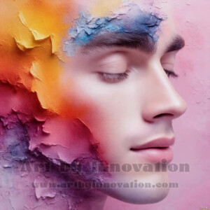 AI-generated abstract art of handsome men emerging from classic oil painting canvases — art imitating life. Surreal, stunning digital art concept by Jeff Dupler.