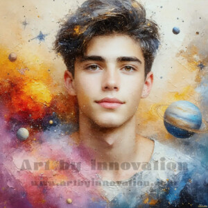 AI-generated abstract art of handsome men emerging from classic oil painting canvases — art imitating life. Surreal, stunning digital art concept by Jeff Dupler.