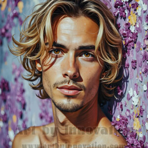 Art imitating life — and life imitating art. This AI-generated abstract concept collection features handsome men breaking the fourth wall of the canvas itself, emerging from classic oil paintings as their faces and forms come alive while their bodies remain painted on the wall. A profound meditation on the connection between creative expression and human experience — and a stunning visual achievement. Created using AI, edited in Photoshop, by © Jeff Dupler | Art by Innovation | https://www.artbyinnovation.com
