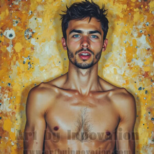Art imitating life — and life imitating art. This AI-generated abstract concept collection features handsome men breaking the fourth wall of the canvas itself, emerging from classic oil paintings as their faces and forms come alive while their bodies remain painted on the wall. A profound meditation on the connection between creative expression and human experience — and a stunning visual achievement. Created using AI, edited in Photoshop, by © Jeff Dupler | Art by Innovation | https://www.artbyinnovation.com