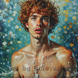 Art imitating life — and life imitating art. This AI-generated abstract concept collection features handsome men breaking the fourth wall of the canvas itself, emerging from classic oil paintings as their faces and forms come alive while their bodies remain painted on the wall. A profound meditation on the connection between creative expression and human experience — and a stunning visual achievement. Created using AI, edited in Photoshop, by © Jeff Dupler | Art by Innovation | https://www.artbyinnovation.com