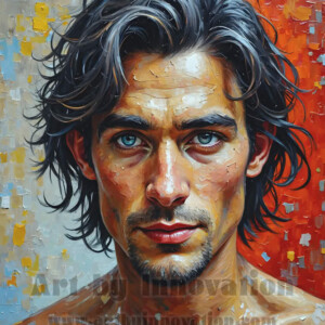 Art imitating life — and life imitating art. This AI-generated abstract concept collection features handsome men breaking the fourth wall of the canvas itself, emerging from classic oil paintings as their faces and forms come alive while their bodies remain painted on the wall. A profound meditation on the connection between creative expression and human experience — and a stunning visual achievement. Created using AI, edited in Photoshop, by © Jeff Dupler | Art by Innovation | https://www.artbyinnovation.com