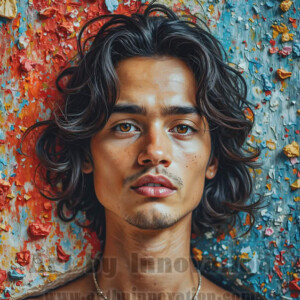 Art imitating life — and life imitating art. This AI-generated abstract concept collection features handsome men breaking the fourth wall of the canvas itself, emerging from classic oil paintings as their faces and forms come alive while their bodies remain painted on the wall. A profound meditation on the connection between creative expression and human experience — and a stunning visual achievement. Created using AI, edited in Photoshop, by © Jeff Dupler | Art by Innovation | https://www.artbyinnovation.com