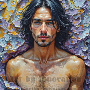 Art imitating life — and life imitating art. This AI-generated abstract concept collection features handsome men breaking the fourth wall of the canvas itself, emerging from classic oil paintings as their faces and forms come alive while their bodies remain painted on the wall. A profound meditation on the connection between creative expression and human experience — and a stunning visual achievement. Created using AI, edited in Photoshop, by © Jeff Dupler | Art by Innovation | https://www.artbyinnovation.com